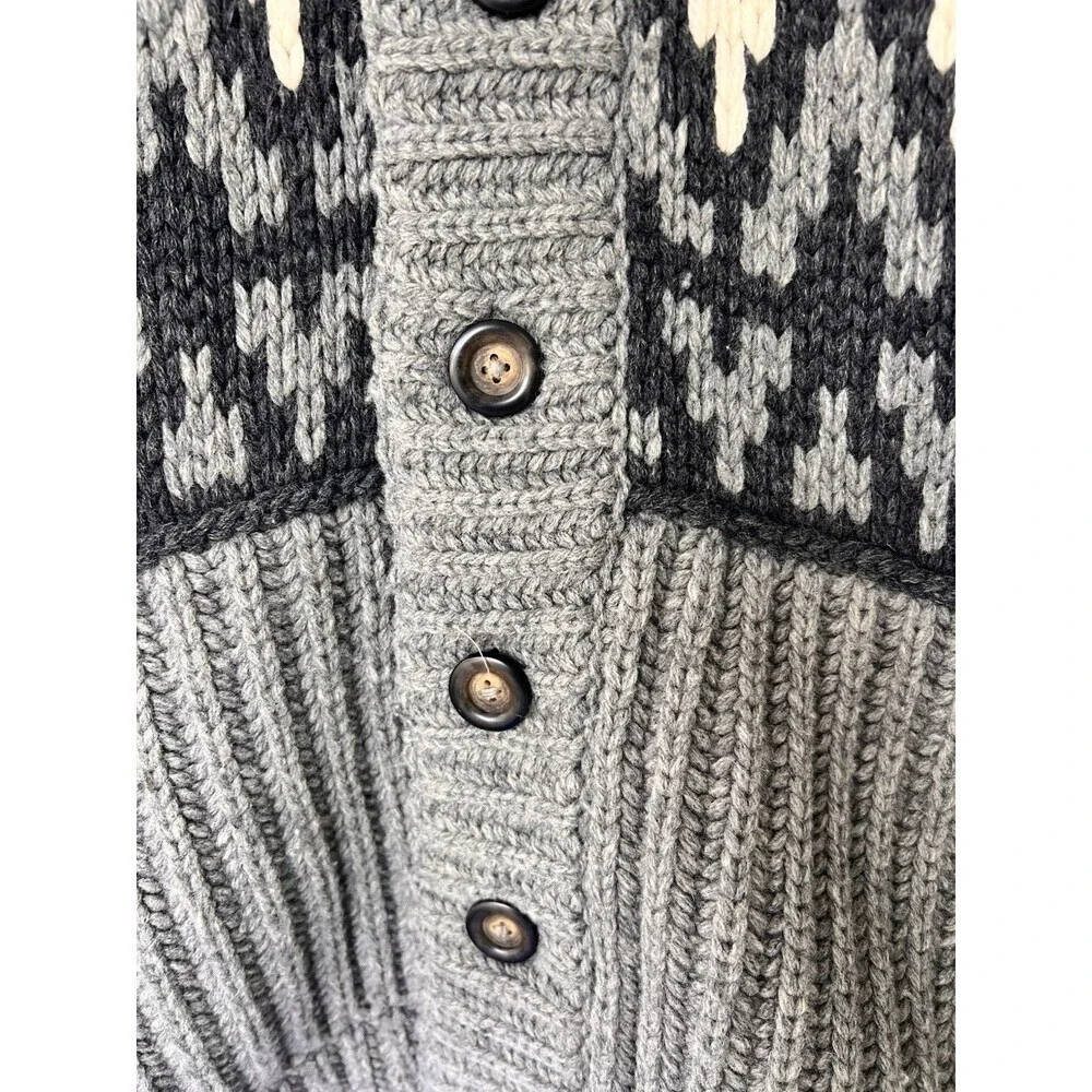 Hollister West Coast Hand Knit Sweater Aztec Cardigan Chunky Thick Western